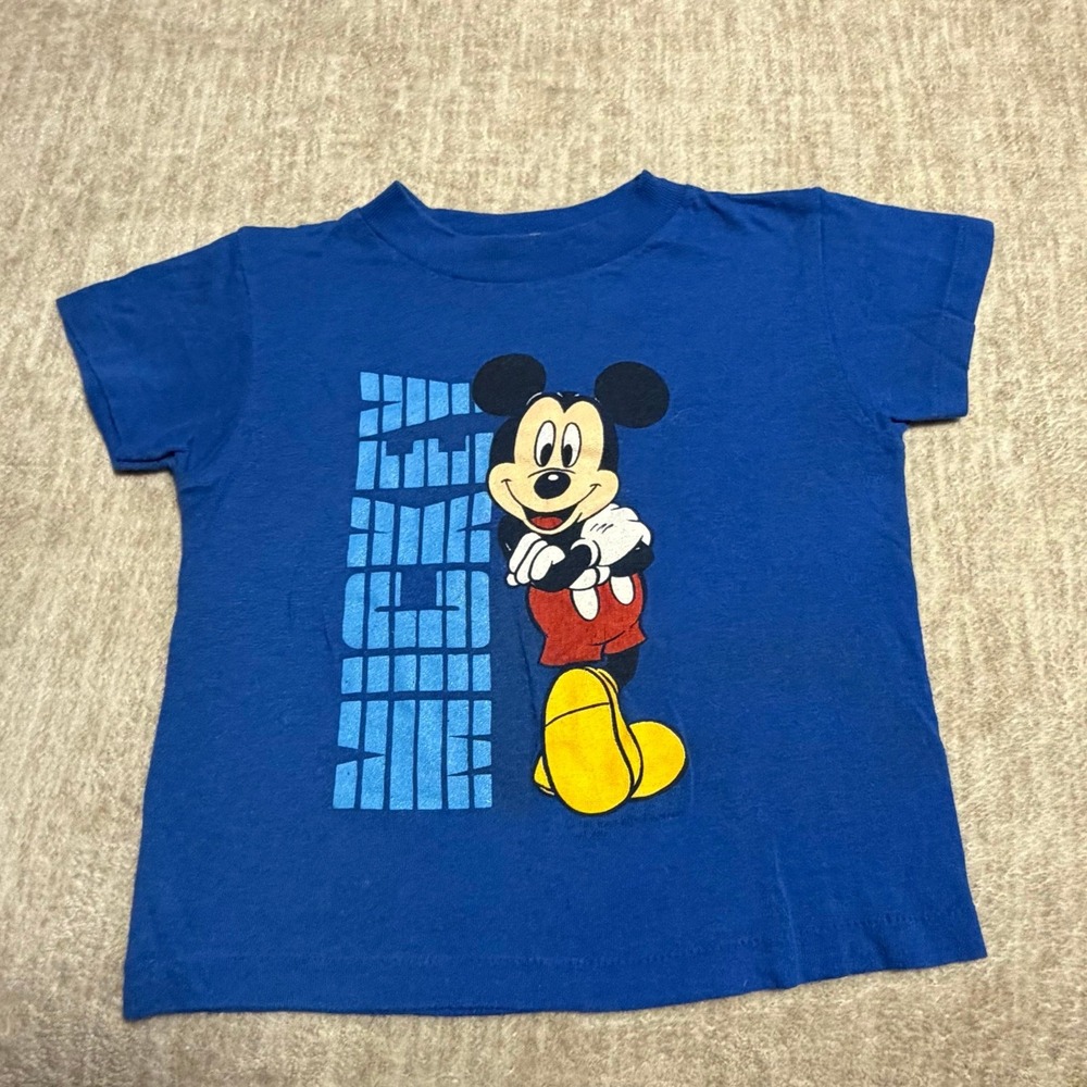 Disney Mickey Mouse Blue Graphic T-Shirt Toddler Boys 3T‎ 4T Vintage Style